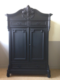 Antieke Biedermeier kuifkast / meidenkast "Pure Black"