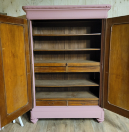 Antieke Biedermeier kast "Library red" roze kinderkamer