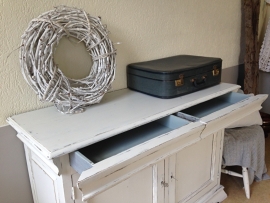 Witte brocante landelijke kast / dressoir / tv-kast