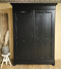 Chique stijlvolle antieke Biedermeier kast XXL Pure Black zwart