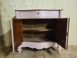 Antieke Biedermeier penantkast / commode Massai / oud roze