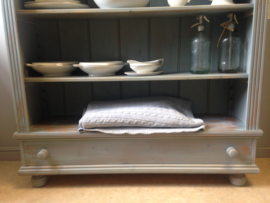 Brocante landelijke boekenkast / servieskast "Mineral grey"