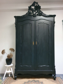 Antieke Biedermeier kuifkast in de kleur "Pure black" zwart