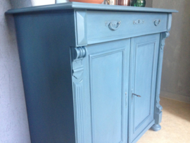 Antieke meidenkast / commode"Denim" blauw