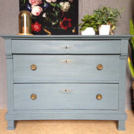 Antieke Empire ladekast / ladekast / commode"Denim" blauw