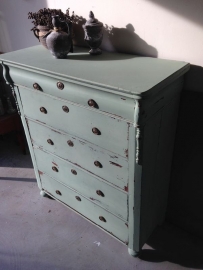 Antieke brocante Biedermeier ladenkast "Olive Green"