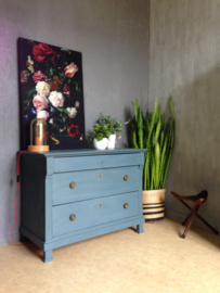 Antieke Empire ladekast / ladekast / commode"Denim" blauw