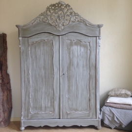 Antieke Biedermeier kuifkast "warm greystone"