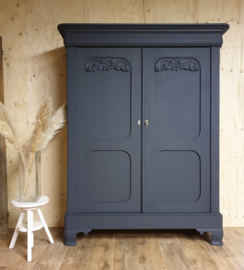 Antieke grote mahonie kast "Graphite" grijs