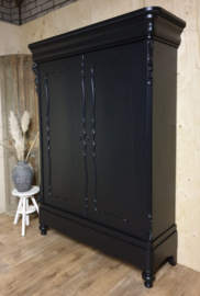 Chique stijlvolle antieke Biedermeier kast Pure Black zwart