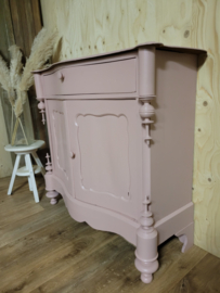 Antieke Biedermeier penantkast / commode Massai / oud roze