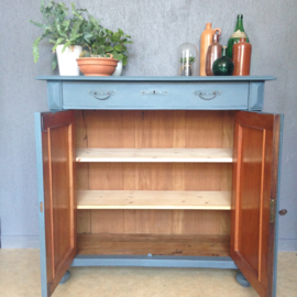 Antieke meidenkast / commode"Denim" blauw
