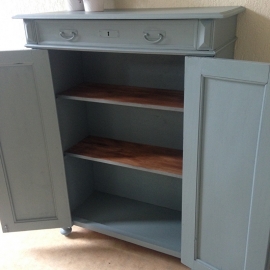 Antieke stoere meidenkast / vertico "bleu reef"