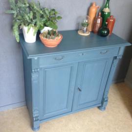 Antieke meidenkast / commode"Denim" blauw