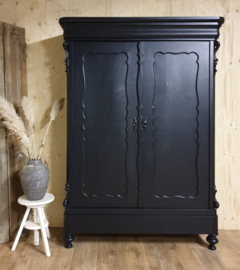 Chique stijlvolle antieke Biedermeier kast Pure Black zwart