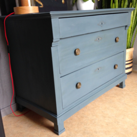 Antieke Empire ladekast / ladekast / commode"Denim" blauw