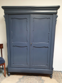 Antieke landelijke brocante Biedermeier linnenkast "Denim Blue"