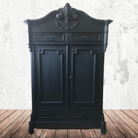 Antieke Biedermeier kuifkast / meidenkast "Pure Black"