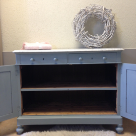 Antieke Biedermeier commode / babykamer "Mineral grey" met marmeren blad