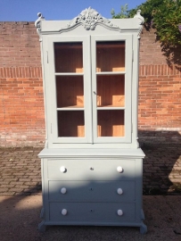 Antieke brocante Biedermeier buffetkast in "mineral grey"