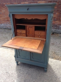 Antieke Biedermeier secretaire "petrol-grey"