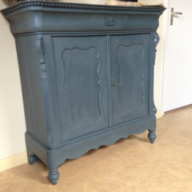 Antiek landelijk stoer Biedermeier penantkastje / commode  "Antique dark blue"