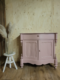 Antieke Biedermeier penantkast / commode Massai / oud roze