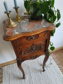 Antiek bijzetkastje / nachtkastje met marmeren blad