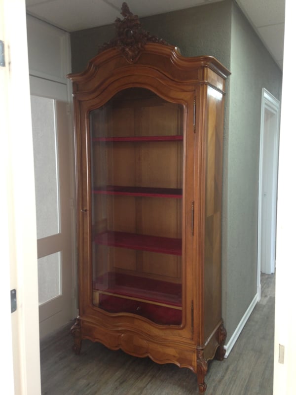 hoge originele vitrinekast / kuifkast eikenhout | Verkocht | Woonwinkel Van voor antieke, en brocante meubels