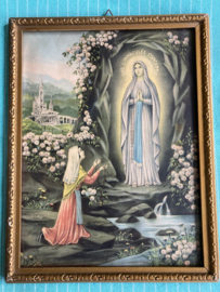 Schilderij Lourdes in houtenlijst