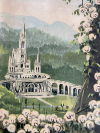 Schilderij Lourdes in houtenlijst