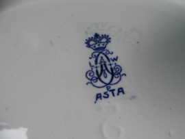 Grote dekschaal/terrine blauw wit ASTA