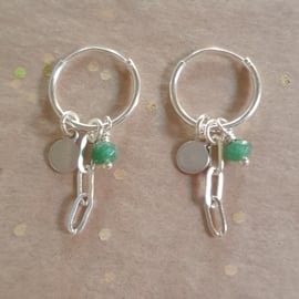 Silver earrings // Green Jade