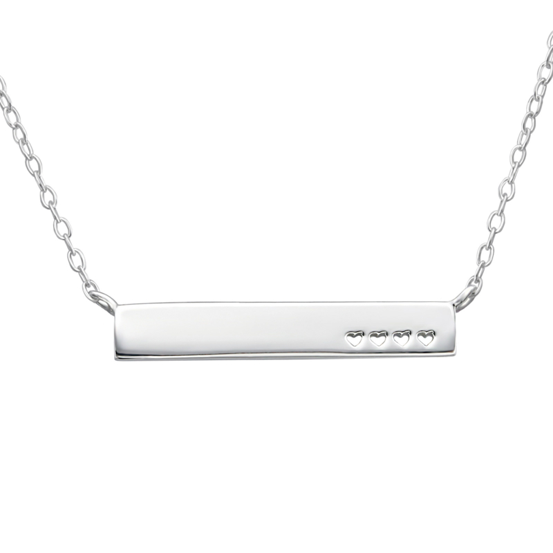 Heart bar necklace //  925 silver
