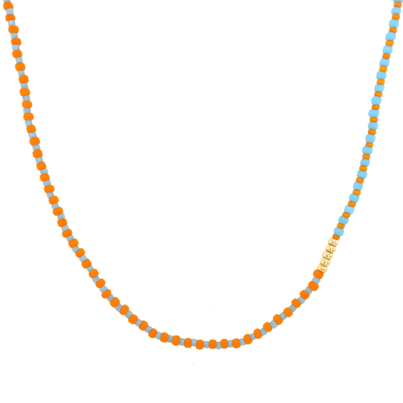 Striped Necklace // Turquoise Orange Gold
