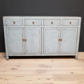 Vintage grijs blauw dressoir 4 deurs