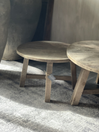 Houten ronde salontafel kruispoot L