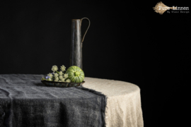 Rond linnen tafelkleed 170 cm grijs stone washed