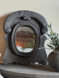 Prachtige ossenoog spiegel in een donkergrijze kleur