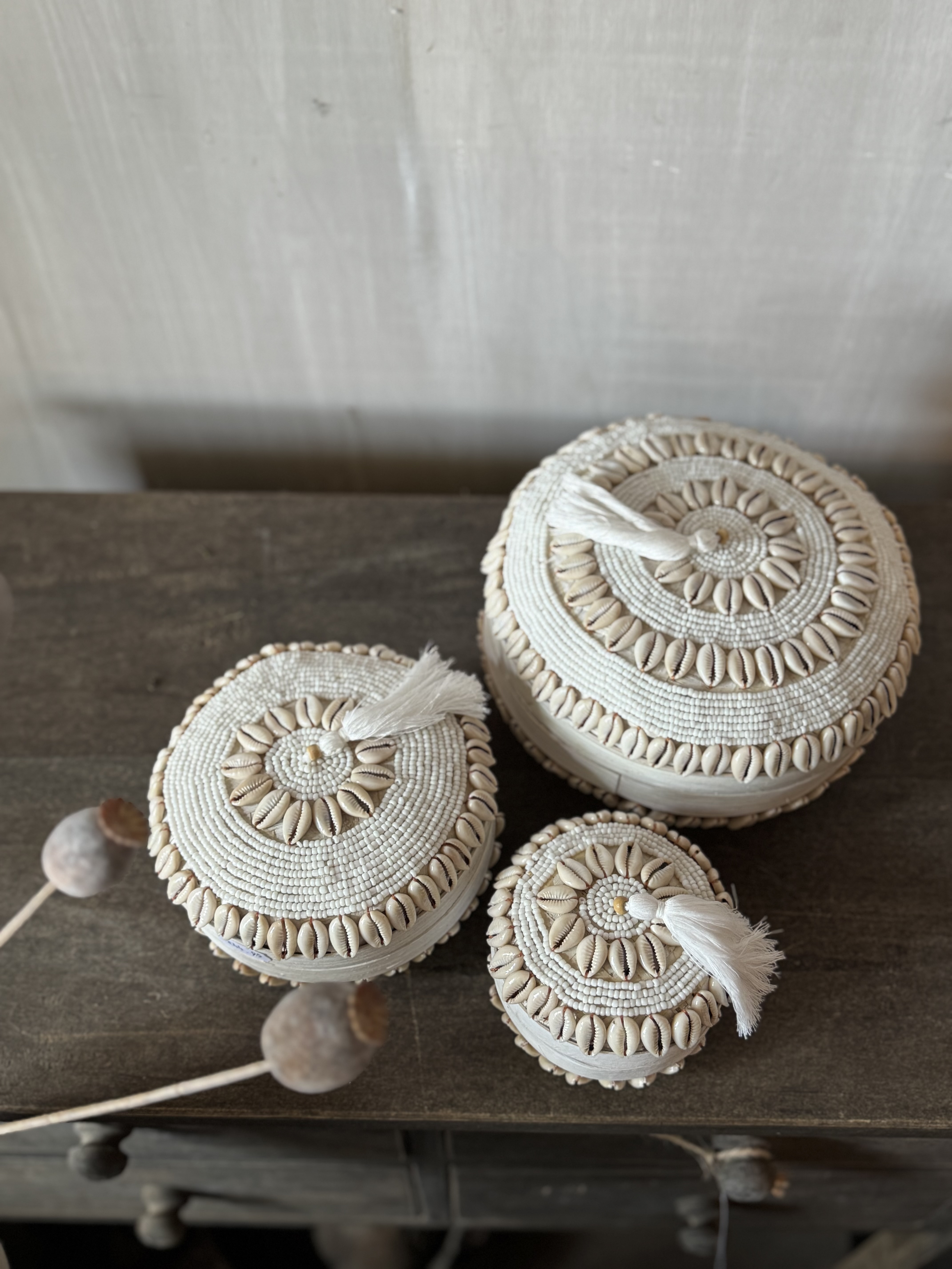 Schelpen bakje met deksel - L