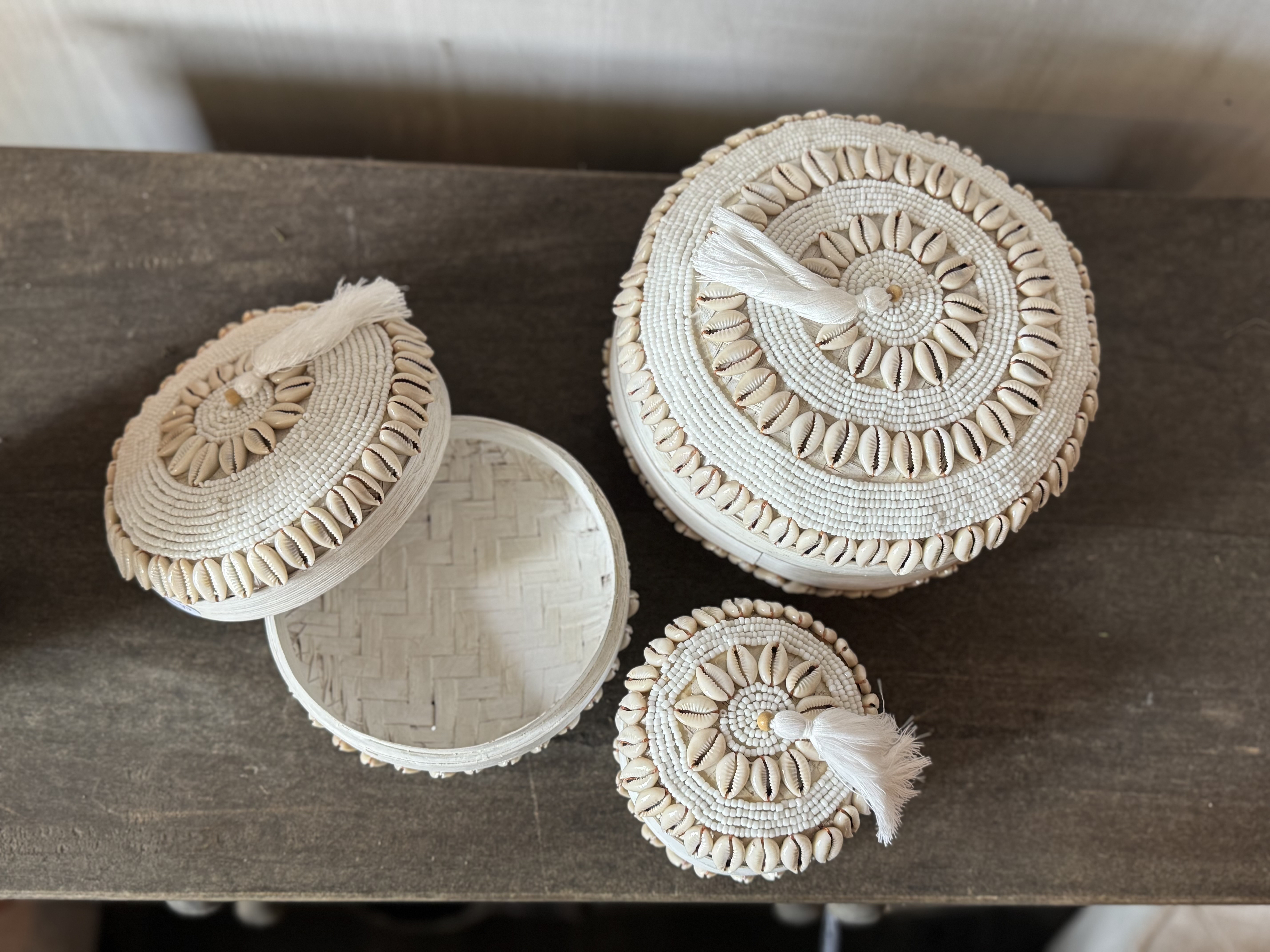 Schelpen bakje met deksel - L