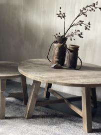 Houten ronde salontafel kruispoot L