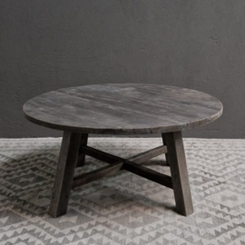 Houten ronde salontafel kruispoot L