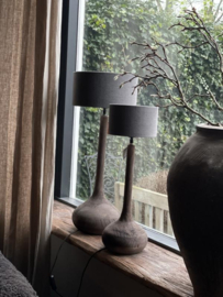 Prachtige houten staande lamp en 1 tafellamp