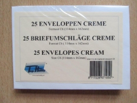 Enveloppen creme, pak 25 stuks