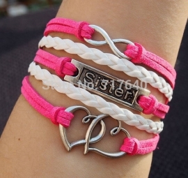 Armband Sister A: Sister Infinity Double Heart