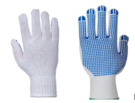 Handschoen polyester/katoen met nopjes