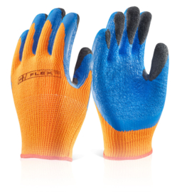 Doorwerkhandschoen oranje / blauw thermo maat 10