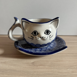Bunzlau Kattenkopje en schotel H16-884