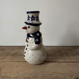Bunzlau Sneeuwpop kandelaar 16 cm